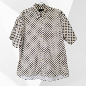 CROSSINGS Men's Checked Print Short Sleeve Dress Shirt Size XL